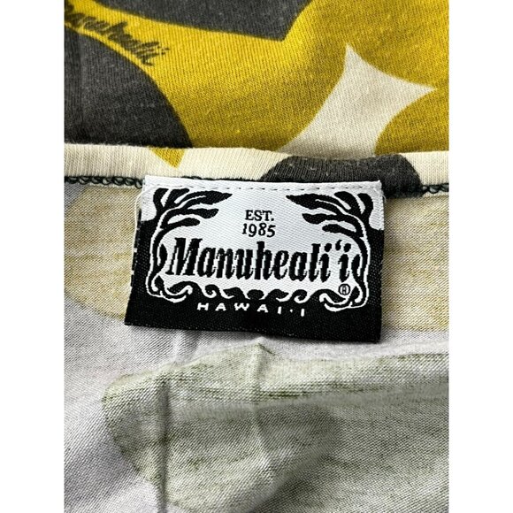 Manuheali'i Hawaiian Print Green Tropical Foral Size S Top - Picture 7 of 8